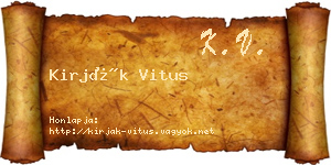 Kirják Vitus névjegykártya